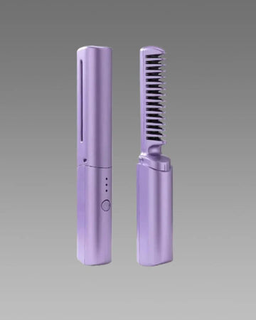 Cordless Hair Straightener Comb – USB Heated Styling Brush